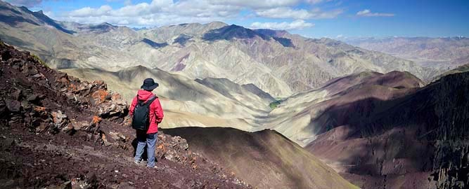 View from Stok La pass towards Rumbak village in the Hemis National Park, Ladakh