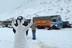 Snow and truck at Chang La pass, on the way to Pangong lake, Ladakh
