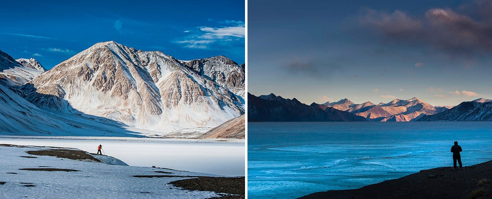 Adding human element to a landscape photo of Pangong lake, Ladakh