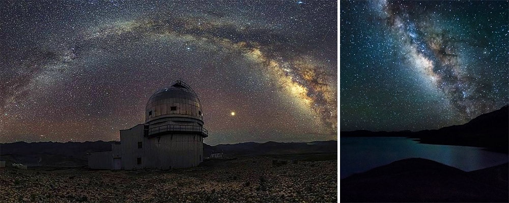 Night sky photography at the Indian Astronomical Observatory in Hanle and at Tso Moriri lake, Ladakh