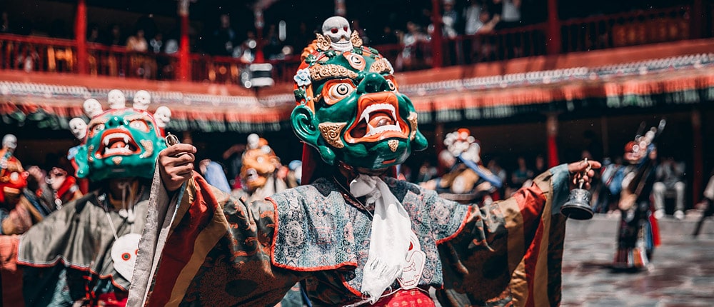Cham dance, monk with mask, monastery festival of Ladakh