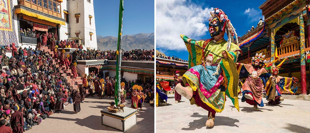 Mask dance in monastery courtyard, Ladakh