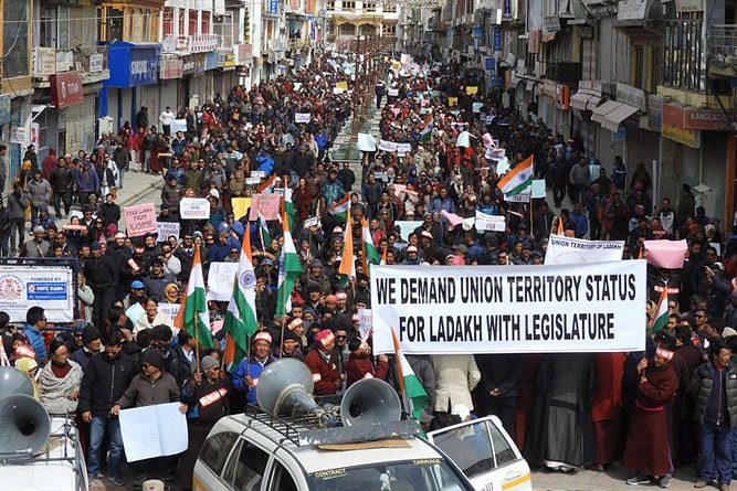 Rally demanding Union Territory for Ladakh held in Leh in March 2019
