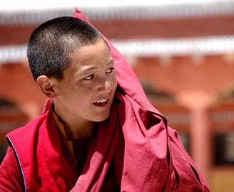 Portrait of a young monk at Hemis Monastery Gompa, Indus valley, Ladakh