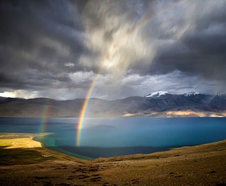 Rainbow over Tso Moriri Lake, Ladakh