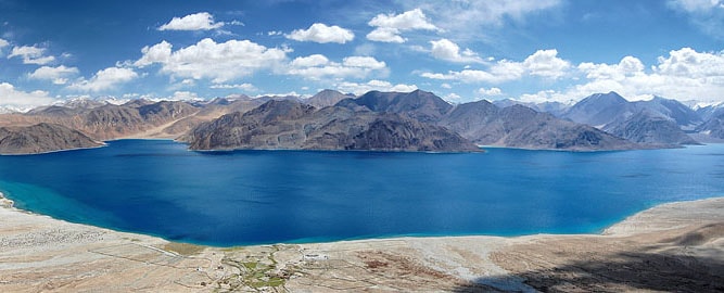 Pangong Lake seen from above, Spangmik village, Ladakh