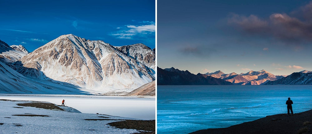 Frozen Pangong lake in winter, Ladakh