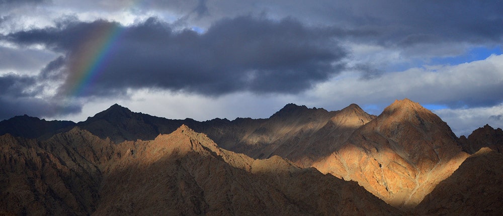Mountains and rainbow, Ladakh