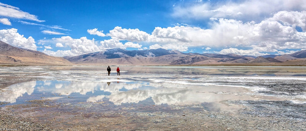 Panoramic view of Tso Kar lake, Ladakh
