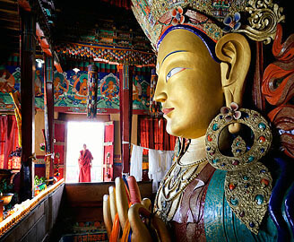 Buddha Statue at Thiksey Monastery Gompa, Indus valley monastery tour (East) to Thiksey, Hemis and Chemrey, Ladakh