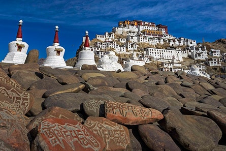 Thiksey Monastery and mani wall, Ladakh