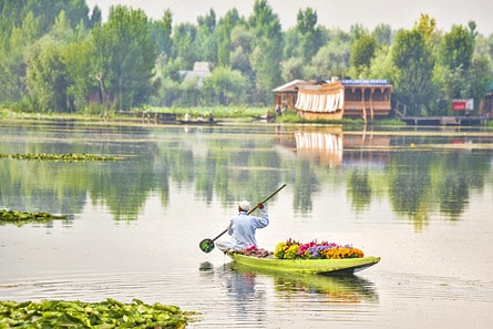 Wooden boat on Dal Lake, Srinagar, Kashmir