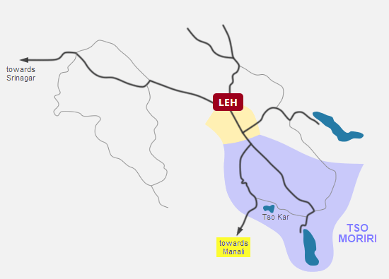 Leh to Manali road trip, Ladakh Map