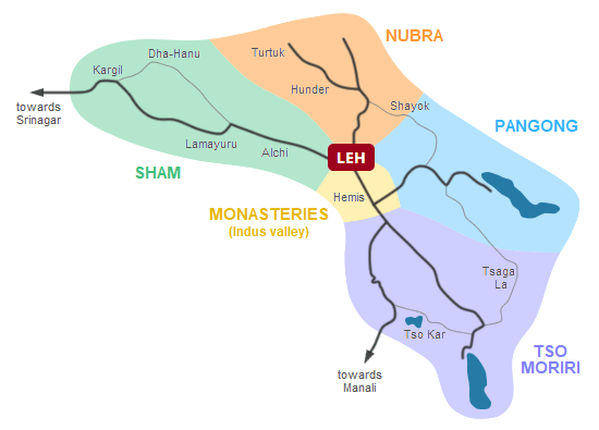 Sightseeing Tours Ladakh Map