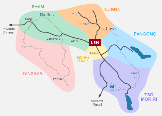 Sightseeing Tours Ladakh Map