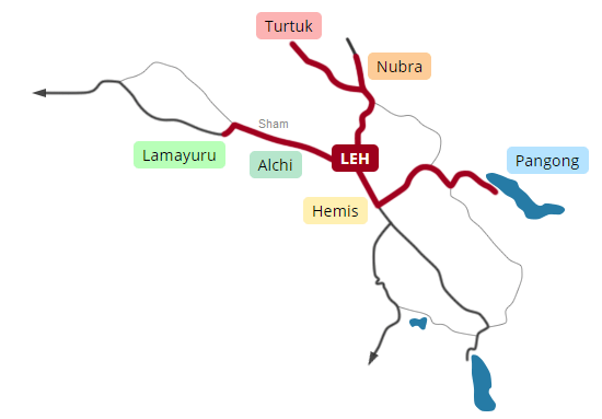 Map, Blissful Leh-Ladakh tour
