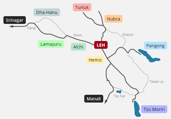 Tour Packages Ladakh Map