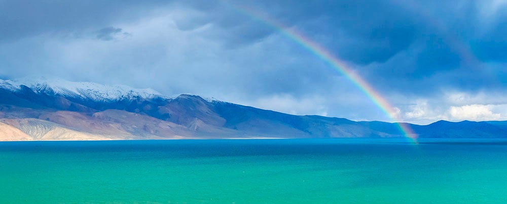 Rainbow over the Tso Moriri lake, Ladakh
